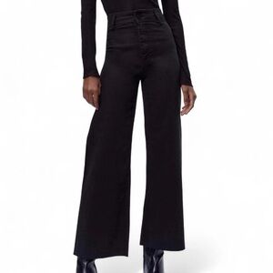 zara black high rise straight leg pant size 4